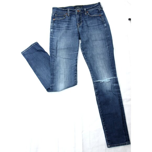 Lucky Brand Stretch Sofia Medium Wash Distressed Mid Rise Skinny Jeans 4/27 Reg - Picture 1 of 11